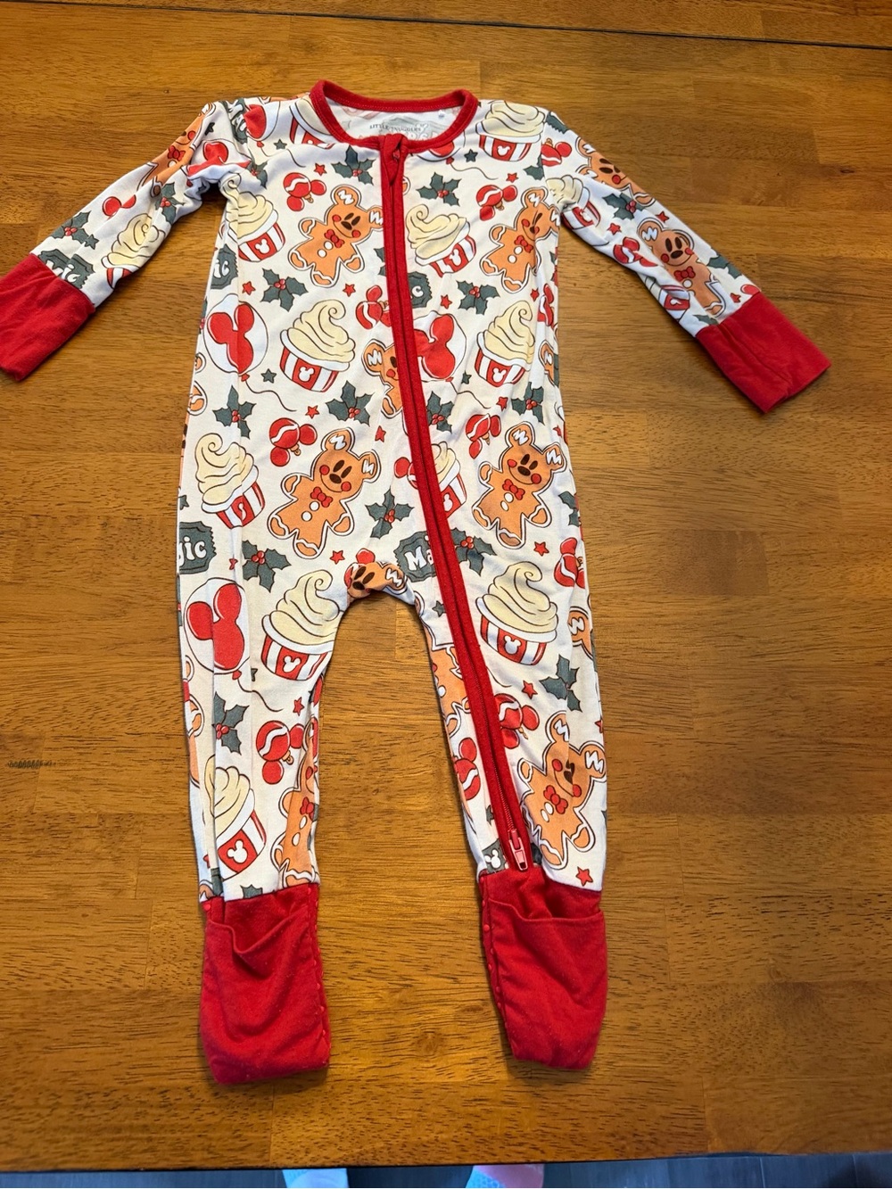 Charlie’s Project Kids 9-12 Mo Merry & Bright Magic Gingerbread Mickey Zippy